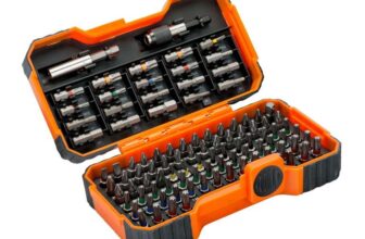 Bahco 59/S100BC 100 pcs bit set for Slotted, Phillips, Pozidriv, Hexagon, Robertson and coloured TORX,TORX Tamper, head screws