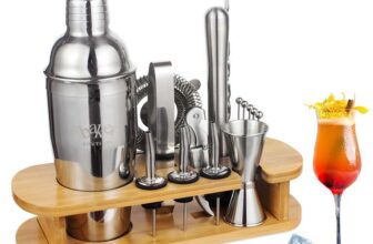 Baker Boutique Cocktail Shaker Set, 17pcs with Wooden Display Stand & Cocktail Book – With Voucher – Sold by BAKER BOUTIQUE FBA