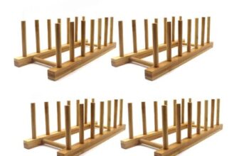 Bamboo Plate Racks Display Holders, Kitchen Storage, Pack of 4
