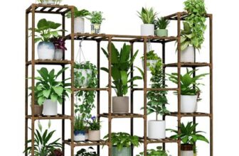 Bamworld Indoor Wooden Plant Stand with Shelf Decor