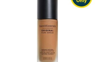 BareMinerals Original Pure Serum Radiant Natural Liquid Foundation 30ml – Medium Deep Warm 4 – Originally £33