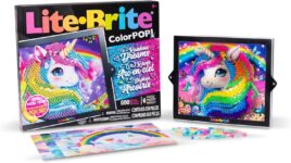 Basic Fun Lite-Brite Colour Pop Rainbow Dreams Light-Up Creative Toy with 6 Templates, 650 Colourful Pegs & 4 Light Modes Unicorn & Fairy-Themed HD Grid Art Set