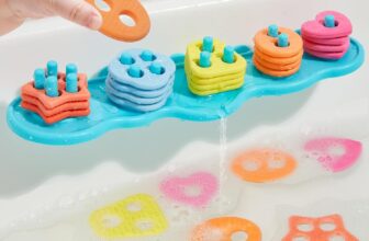 Bath Toys for 3 4 5 6 Year Olds – Baby Bath Toys Mould Free Silicone Color and Shape Sorter Bathtub Toys with 20 Textured Floating Pieces and Mesh Bag Early Learning Sensory Toys for Boys Girls