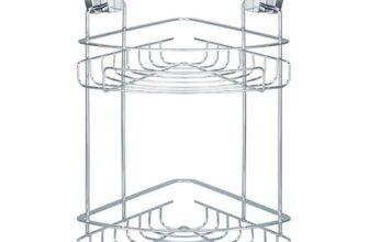Bathstore 2 Shelf Chrome Square Corner Bathroom Wall Basket