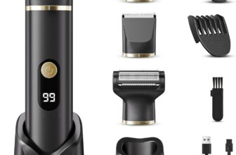 Beard Trimmer Men, 3-in-1 Electric Razor & Shaver for Face, Body & Nose, Cordless Mens Grooming Kit with Charging Dock, IPX7 Waterproof Wet & Dry Hair Trimmer, Gifts for Men (Black)