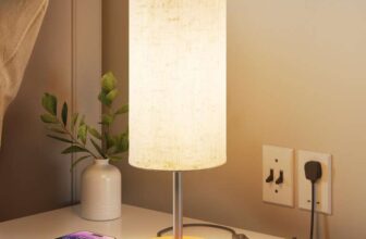 Bedside Lamps, Table Lamp for Bedroom/Living Room/Study Room/Office with USB AC Charging Ports