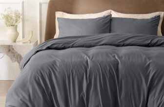 Bedsure Double Duvet Cover Set – Brushed Microfiber Bed Cover Set with Zipper Closure, Quilt Bedding Cover with 2 Pillowcases, Dark Grey