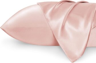 Bedsure Satin Pillowcase for Hair – Similar to Silk Pillowcase, Cooling Pillow Cases 2 Pack with Envelope Closure, Gifts for Women, Queen & Standard Size 50×75 cm, Blossom Pink