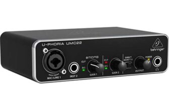 Behringer UMC22 Audiophile 2×2, 48 kHz USB Audio Interface with Midas Mic Preamplifier for Recording Microphones and Instruments