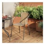 Beige Rattan Effect Stackable Garden Armchair- Free C&C – Table Available