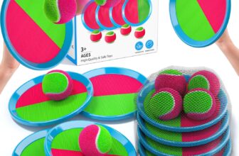 Bennol Toss and Catch Ball Game Outdoor Toys for Kids Ages 3, Ball Catch Games with 4 Paddles 4 Sticky Balls, Yard Games Beach Toys for Kids Adults