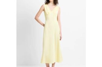 Bernice Satin Twill Butter Yellow Midi Slip Dress