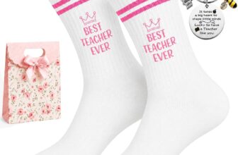 Best Teacher Gifts Set, 3 Pcs Socks Keyring and Gift Bag, Novelty Teacher Gifts for Women Colleagues, Thank You Gift Ideas for Teachers End of Term Appreciation Key Ring Present, UK Size 3-9