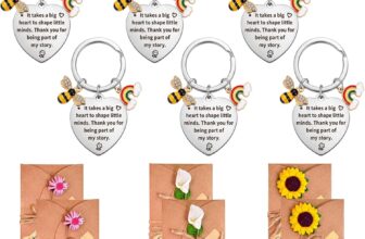 Best Teacher Gifts for Women 6 PCS- Keychain for Teacher, Appreciation Keyring Thank You Gifts for Birthday Graduation