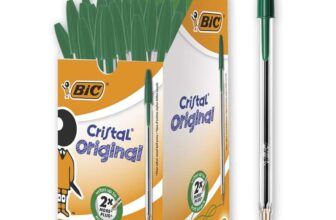 Bic Cristal Original Ballpoint Pens, Medium Point (1.0 mm), Green, Box of 50