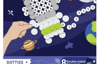 Binca Dotties Space Dot Art Activity Kit 1500 Stickers Mess-Free Mosaic Craft Kit for Kids Ages 4-7 Travel Activity Space Gifts for Boys & Girls Birthday Return Gift