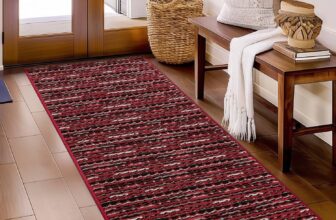 Biscpro Dirt Trapper Door Mats Indoor, Non-slip Barrier Mats for Indoor Outdoor,Super Absorbent Entrance Large Rug Machine Washable Soft Floor Carpet for Front Back door, Red, 60 x 180 cm