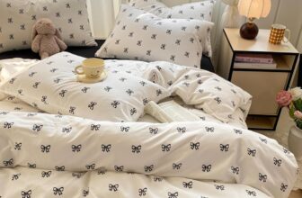 Black Bows Duvet Cover Double White Black Bow Bowknot Print Kawaii Bedding Set Kids Girls Cute Bow Tie Microfiber Comforter Cover 200×200 cm with Zipper Closure and 2 Pillowcases 50×75 cm