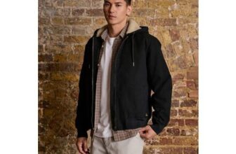 Black Canvas Borg Lined Hooded Jacket