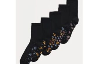Black Ditsy Floral Ankle Socks 5 Pack