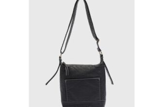 Black Faux Leather Messenger Bag