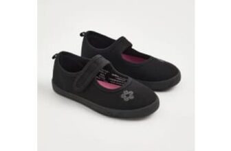 Black Flower Plimsolls
