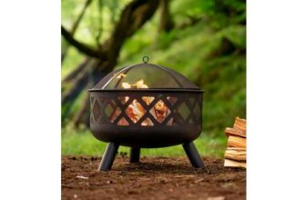 Black Large Circular Outdoor Garden Heater Fire Pit Bowl