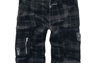 Black Shorts with Check Pattern Shorts Black-Grey by Black Premium by EMP