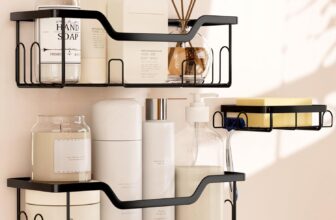 Black Shower Caddy 3 Pack,Stainless Steel Bathroom Shelf Organiser No Drilling,Adhesive Shower Storage Rack with Soap Holder,Black