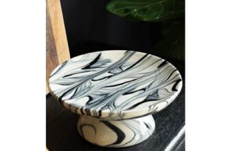 Black & White Marbled Cake Stand