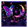 Blacklight Butterfly Moon Tapestry UV Reactive Wall Hanging 150x130cm