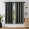 Blackout eyelet curtains Dark Grey 52 x 63 Inch (2 Panels)