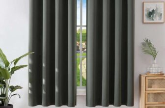 Blackout eyelet curtains Dark Grey 52 x 63 Inch (2 Panels)