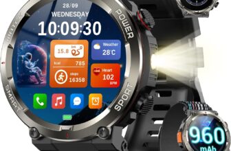 Blackview Military Smart Watch for Men (Answer/Make Calls), 1.45 Fitness Tracker with 100-Day Battery/Flashlight/Compass/Heart Rate/SpO2/Sleep, 150 Sports IP68 Waterproof Smartwatch for iOS Android