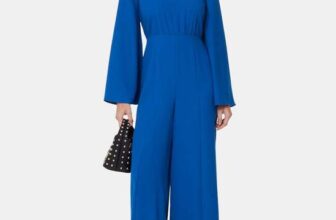 Blue / Black Bonnie Gathered Jumpsuit – Size 4-20