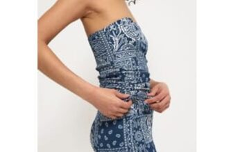 Blue Paisley Print Bandeau Top