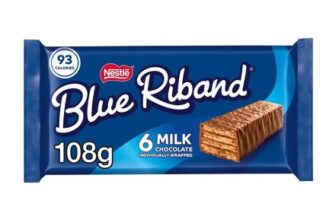 Blue Riband Original Milk Chocolate Wafer Biscuit Bar 6 Pack Multipack 108g