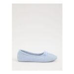 Blue Textured Ballet Full Back Slippers