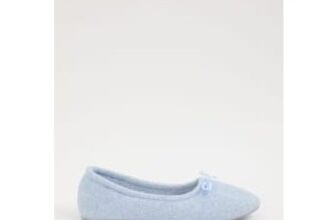 Blue Textured Ballet Full Back Slippers