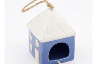Blue Textured Roof Hanging Birdhouse