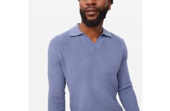 Blue Trophy Knit Long Sleeve Polo Shirt – Large Only