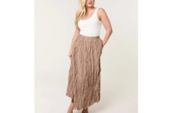 Blue Vanilla Light Brown Crinkled Texture Skirt