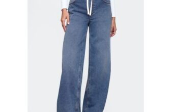 Blue mid Rise Knit Easy Pull on Baggy Jeans
