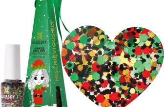 Bluesky Christmas Kids Nail Varnish Bauble Mischievous Elf, Green Multicolour Glitter. Easy Peel-off, Non-Toxic, Water- based, Odour-free Nail Polish for Kids, 5ml