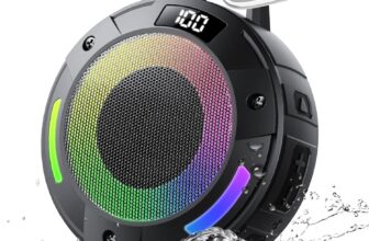 Bluetooth Speaker, 2026 Portable Wireless Shower Speaker, Digital Display Portable Speaker with Detachable hook,IPX7 Waterproof with LED Light, HD Sound & Bass for Bathroom, Pool, Beach & Outdoor