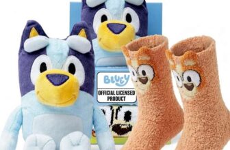 Bluey Plush Gift Set – Official Licensed Soft Cotton Plushy & Bingo Socks, Kids One Size