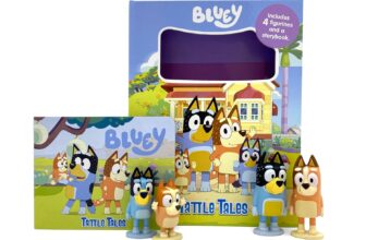 Bluey Tattle Tales – Activity Books for kids, 12-page storybook, 4 figurines
