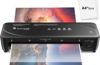 Bonsaii A4 Laminator Machine with Never Jam Technology Dual Heat Settings, High-Speed Laminating, Max 230 mm Width, Compact for Home, Office and School, Black, L418-C