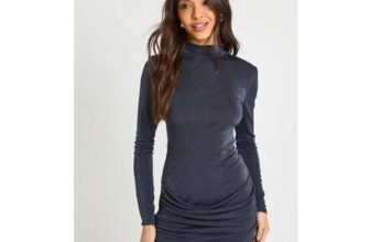 Boohoo High Neck Drape Waist Slinky Mini Dress