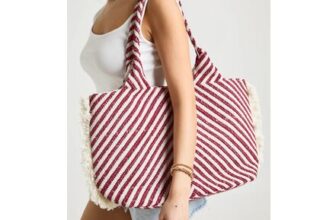 Boohoo Oversized Frayed Edge Jacquard Beach Bag